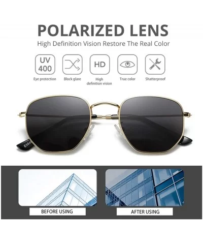 Classic Polarized Sunglasses Men Shades Women Hexagon Retro Sun Glasses StainlSteel Frames PA1279 - C7 Gold Blue - CQ199CNC4C...