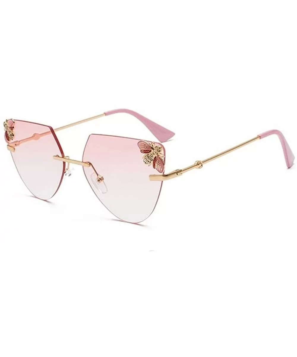 Vintage Alloy Ladies Sunglasses Rimless HD Lenses with Case UV Protection Driving Cycling Eyewear - Pink - C918LD6Z0GW $21.93...