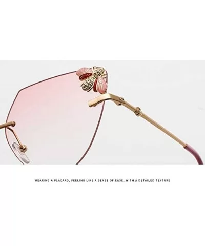 Vintage Alloy Ladies Sunglasses Rimless HD Lenses with Case UV Protection Driving Cycling Eyewear - Pink - C918LD6Z0GW $21.93...