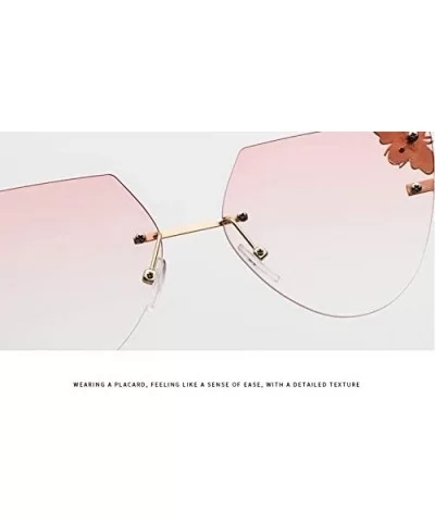 Vintage Alloy Ladies Sunglasses Rimless HD Lenses with Case UV Protection Driving Cycling Eyewear - Pink - C918LD6Z0GW $21.93...