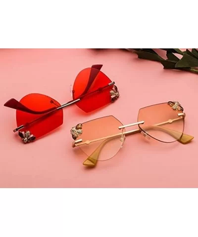 Vintage Alloy Ladies Sunglasses Rimless HD Lenses with Case UV Protection Driving Cycling Eyewear - Pink - C918LD6Z0GW $21.93...