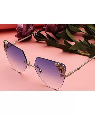 Vintage Alloy Ladies Sunglasses Rimless HD Lenses with Case UV Protection Driving Cycling Eyewear - Pink - C918LD6Z0GW $21.93...