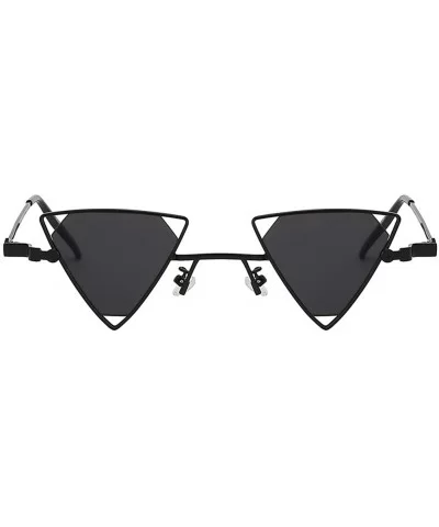 Men Women Triangle Butterfly Vintage Colored Lens Sunglasses Metal Frame - Black-smoke - C918HSCK9M8 $18.87 Butterfly