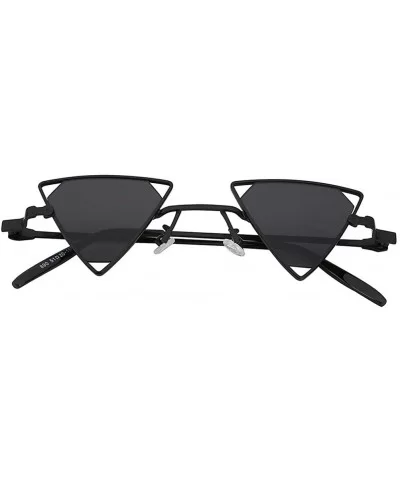 Men Women Triangle Butterfly Vintage Colored Lens Sunglasses Metal Frame - Black-smoke - C918HSCK9M8 $18.87 Butterfly