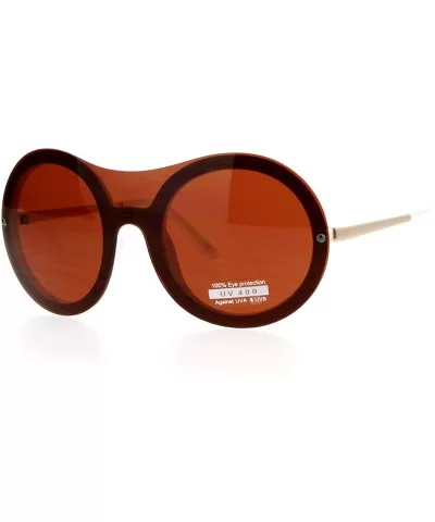 Womens Unique Sunglasses Oversized Round Shield Full Lens Rimless Fashion - White (Brown) - C31882X8G8D $16.51 Shield