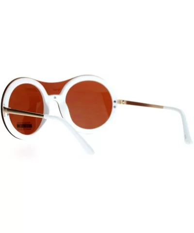 Womens Unique Sunglasses Oversized Round Shield Full Lens Rimless Fashion - White (Brown) - C31882X8G8D $16.51 Shield