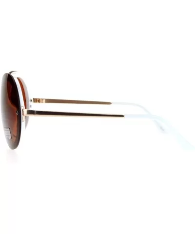 Womens Unique Sunglasses Oversized Round Shield Full Lens Rimless Fashion - White (Brown) - C31882X8G8D $16.51 Shield