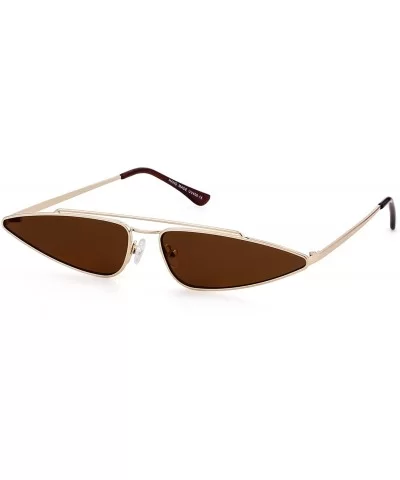 Cat Eye Metal Frame Sunglasses - Gold/Brown - C518CDDZZIQ $20.06 Oval