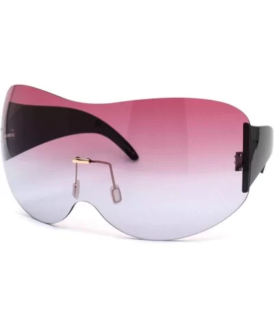 Oceanic Lens X-Large Shield Runway Mask Style Sunglasses - Burgundy Blue - CB1956ZOGLE $17.07 Shield