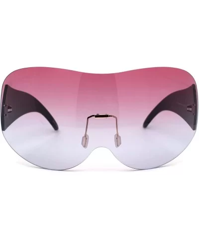 Oceanic Lens X-Large Shield Runway Mask Style Sunglasses - Burgundy Blue - CB1956ZOGLE $17.07 Shield