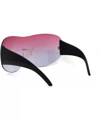 Oceanic Lens X-Large Shield Runway Mask Style Sunglasses - Burgundy Blue - CB1956ZOGLE $17.07 Shield