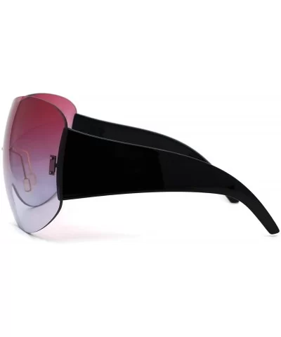 Oceanic Lens X-Large Shield Runway Mask Style Sunglasses - Burgundy Blue - CB1956ZOGLE $17.07 Shield