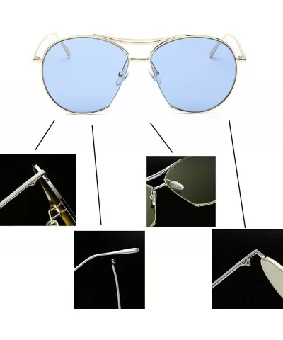 Round Aviator Mirrored Flat Light Color Drive Lenses Unisex Sunglasses - Blue - CO12GA1XN07 $18.68 Aviator