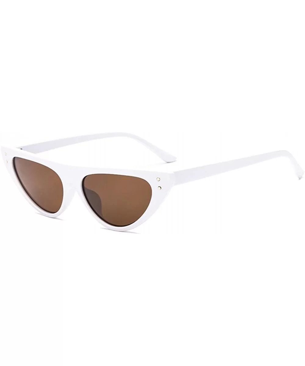 Vintage Polarized Cat Eye Sunglasses for Women Goggles Plastic Frame Glasses - White Frame + Brown Lens - CY18SCWOHN6 $11.63 ...