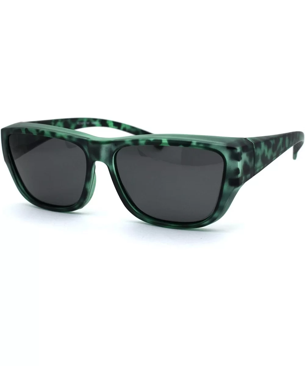 Anti-reflective Polarized Lens Fit Over Rectangular Plastic Sunglasses - Green Tortoise Black - CK18ZTAYI20 $20.63 Rectangular