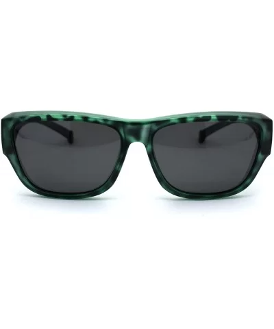 Anti-reflective Polarized Lens Fit Over Rectangular Plastic Sunglasses - Green Tortoise Black - CK18ZTAYI20 $20.63 Rectangular