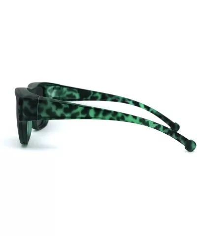 Anti-reflective Polarized Lens Fit Over Rectangular Plastic Sunglasses - Green Tortoise Black - CK18ZTAYI20 $20.63 Rectangular