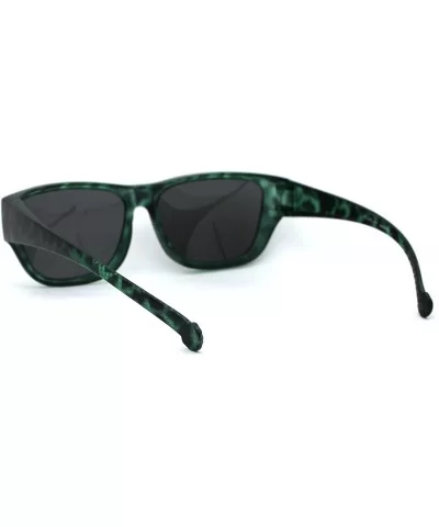 Anti-reflective Polarized Lens Fit Over Rectangular Plastic Sunglasses - Green Tortoise Black - CK18ZTAYI20 $20.63 Rectangular