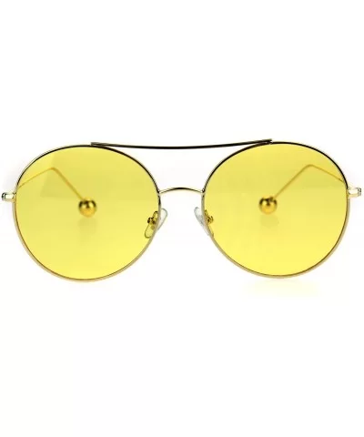 Womens Metal Ball Tip Retro Trend Unique Feminine Pilots Sunglasses - Gold Yellow - C6185OQ5N28 $19.30 Oversized