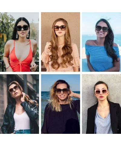 Classic Square Oversized Sunglasses for Women Men Vintage Shades UV400 - C15 Wine Leopard Frame - CM198DQOLW7 $13.60 Square