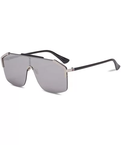 Rimless Shield Sunglasses Flat Top Mirror Glasses Women Men oversized Retro Sunglasses - 6 - CQ1965LLMA3 $22.90 Oversized