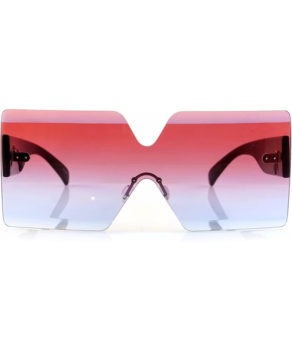 Unisex Futuristic Flat Panel Shield Ocean Color/Gradient Lens Rectangular Sunglasses A051 - CW187Q8KDQG $19.23 Square