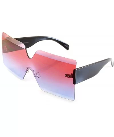 Unisex Futuristic Flat Panel Shield Ocean Color/Gradient Lens Rectangular Sunglasses A051 - CW187Q8KDQG $19.23 Square