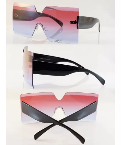 Unisex Futuristic Flat Panel Shield Ocean Color/Gradient Lens Rectangular Sunglasses A051 - CW187Q8KDQG $19.23 Square