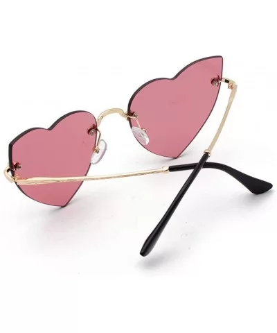 Clout Goggle Heart Shape Sunglasses Rimless Lens Vintage Cat Eye Mod Style Retro Shades - Wine - CY18U09L5QH $15.91 Goggle