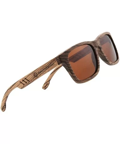 Wood Sunglasses with Polarized lenses for Men&Women Handmade Bamboo Wooden Sunglasses - Brown Zebra - CA18QZODHZR $27.94 Aviator