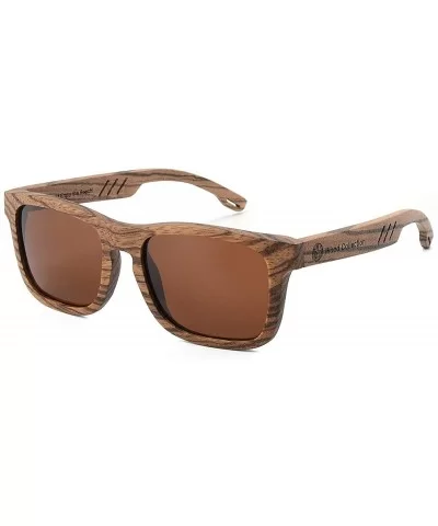 Wood Sunglasses with Polarized lenses for Men&Women Handmade Bamboo Wooden Sunglasses - Brown Zebra - CA18QZODHZR $27.94 Aviator