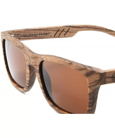 Wood Sunglasses with Polarized lenses for Men&Women Handmade Bamboo Wooden Sunglasses - Brown Zebra - CA18QZODHZR $27.94 Aviator