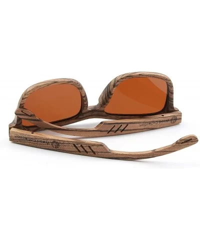 Wood Sunglasses with Polarized lenses for Men&Women Handmade Bamboo Wooden Sunglasses - Brown Zebra - CA18QZODHZR $27.94 Aviator