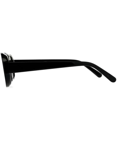 Womens Mod Thick Rectangular Retro Designer Sunglasses - All Black - C018CC729X0 $20.01 Rectangular