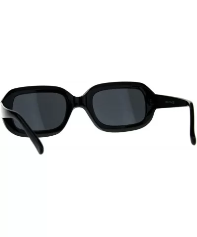 Womens Mod Thick Rectangular Retro Designer Sunglasses - All Black - C018CC729X0 $20.01 Rectangular