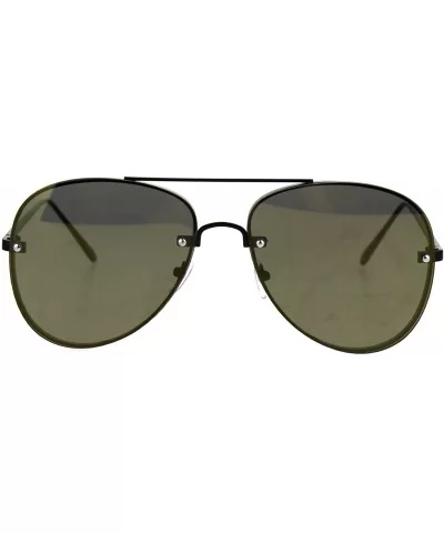 Panel Color Mirror Lens Rimless Metal Rim Pilots Sunglasses - Black Gold - CX185YLXMND $18.12 Rimless