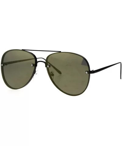 Panel Color Mirror Lens Rimless Metal Rim Pilots Sunglasses - Black Gold - CX185YLXMND $18.12 Rimless