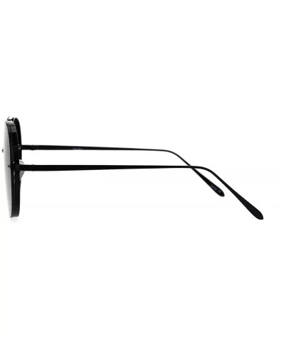 Panel Color Mirror Lens Rimless Metal Rim Pilots Sunglasses - Black Gold - CX185YLXMND $18.12 Rimless