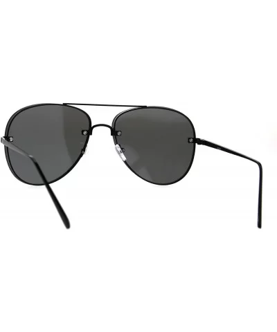 Panel Color Mirror Lens Rimless Metal Rim Pilots Sunglasses - Black Gold - CX185YLXMND $18.12 Rimless