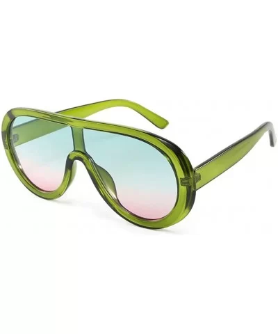 One Piece Sunglasses Women Summer Gifts Big Sun Glasses Male Gradient Lens Uv400 - Green - CO19730ZEN4 $13.53 Oversized