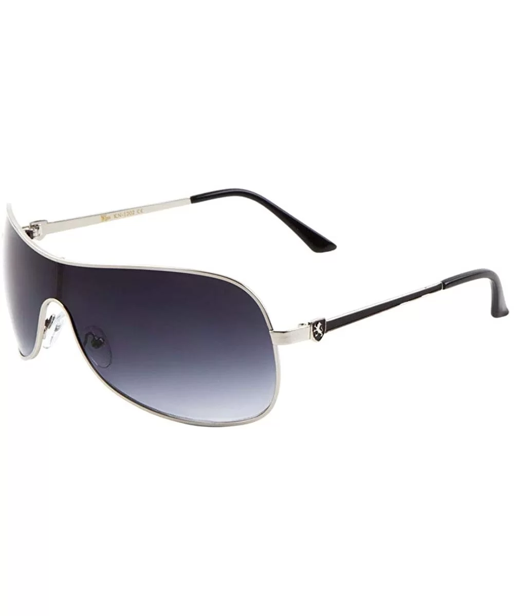 Color Bar Thin Temple Thin Frame One Piece Curved Shield Lens Sunglasses - Smoke Black - CJ199H2OKRX $28.63 Shield