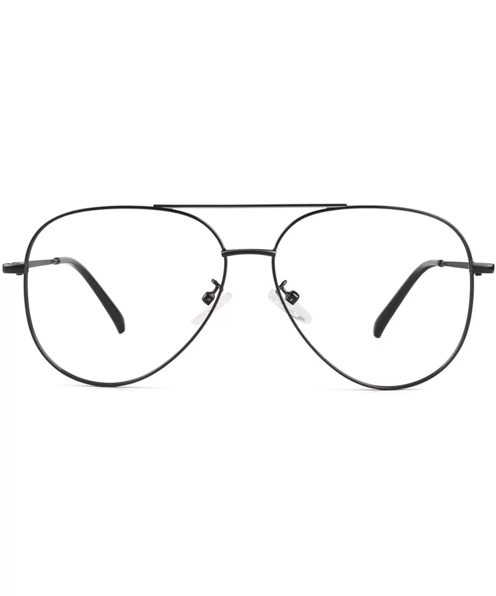 Fake Glasses for Men Women Fashion Pilot Metal Frame Non-Prescription Clear Lens Glasses PTO56 - Black - C718A0A7YW9 $19.07 A...