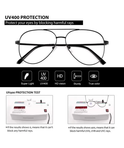 Fake Glasses for Men Women Fashion Pilot Metal Frame Non-Prescription Clear Lens Glasses PTO56 - Black - C718A0A7YW9 $19.07 A...