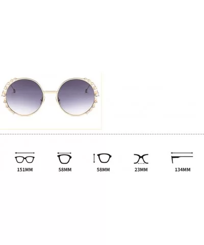 Round Frame Pearl Sunglasses Fashion Lady Sunglasses Metal Glasses - 3 - CF190S4WW28 $55.34 Sport