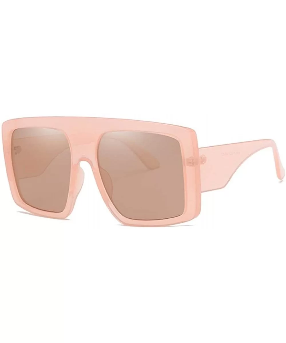 Trendy Square Sunglasses for Women Oversized Plastic Frame Sunglasses UV Protection - Pink Tea - CU190LCKMLM $17.35 Square