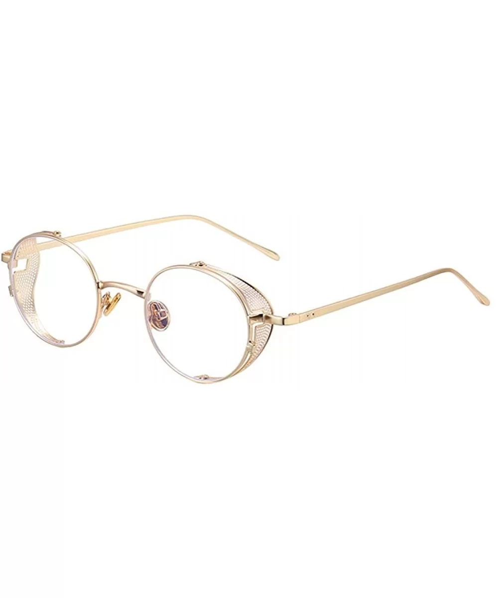 Unisex Steampunk Style Round Sunglasses Blue Light Blocking Glasses - Anti Blue Light /Gold Frame - CF197IH7ST5 $16.44 Round