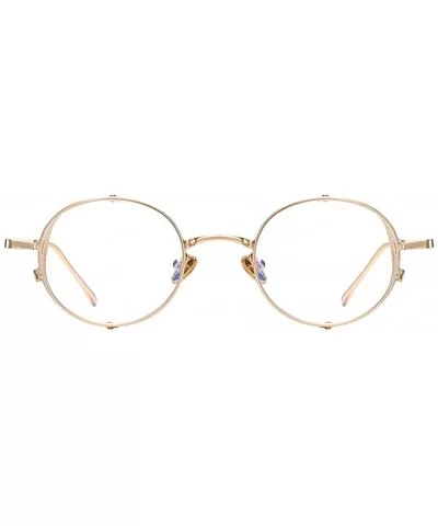 Unisex Steampunk Style Round Sunglasses Blue Light Blocking Glasses - Anti Blue Light /Gold Frame - CF197IH7ST5 $16.44 Round