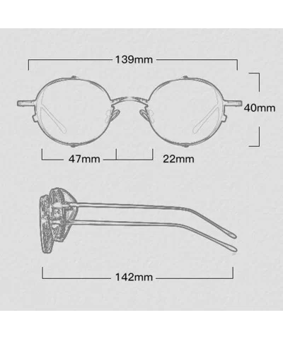 Unisex Steampunk Style Round Sunglasses Blue Light Blocking Glasses - Anti Blue Light /Gold Frame - CF197IH7ST5 $16.44 Round