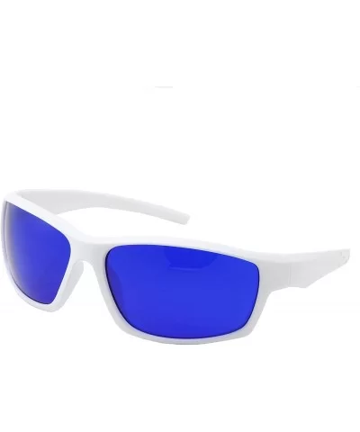 Tinted Golf Ball Finder Glasses - Sporty Blue Lens- Wrap Around Sunglasses - White - CF188AHW6SW $20.23 Sport