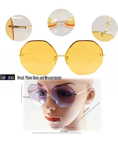 Oversize Rimless Eye-Candy Color Octagon Round Sunglasses A100 - Blue - C8180K7OYWY $18.75 Oversized